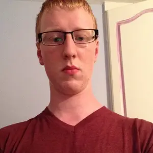 nate higgers, unknown, natejak, irl soyjaks, blonde hair, brown eyes, closed mouth, door, front view, glasses