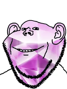 impish soyak ears, ear, gem, gem skin, morganite, pink, smile, soyjak, stubble
