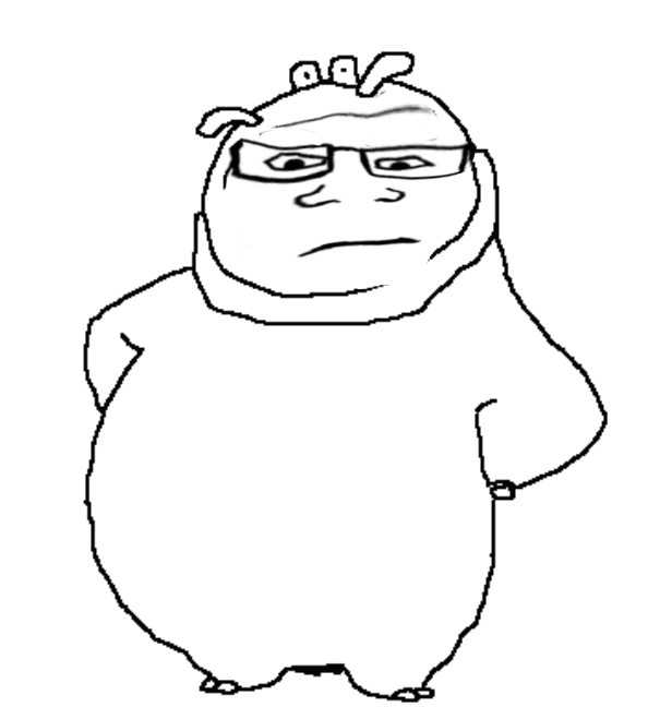 leonardjak, markiplier soyjak, neutralplier, 1soyjak, animal, closed mouth, confused, fat, front view, full body