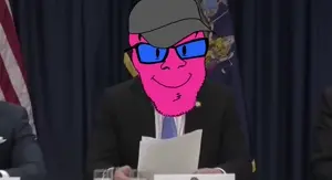 feraljak, wholesome feraljak, 1soyjak, andrew cuomo, animated, baseball cap, cap, closed mouth, clothes, hat