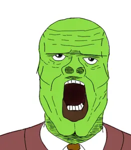 a24 slowburn soyjak, /tv/, clothes, green skin, mask, necktie, open mouth, redraw, soyjak, stanley ipkiss