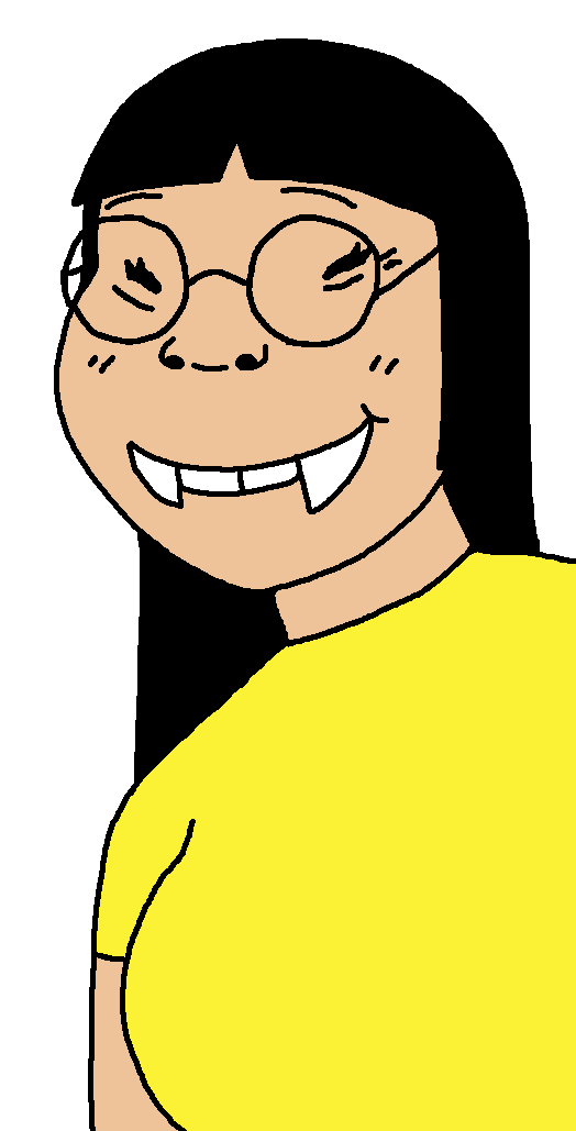 soykio kid, soykio girl, femjak, foidjaks, asian, black hair, brown skin, buck teeth, clothes, cross eyed