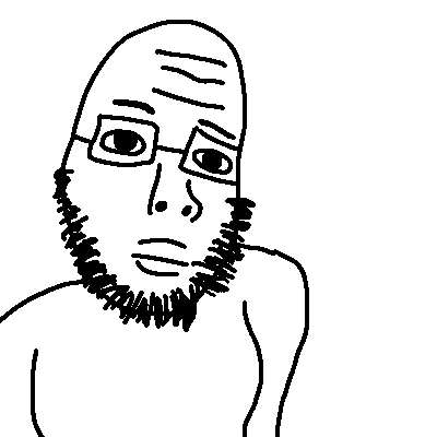 piperjak, 1soyjak, bald, beard, black eyes, closed mouth, forehead lines, glasses, half body, looking at you