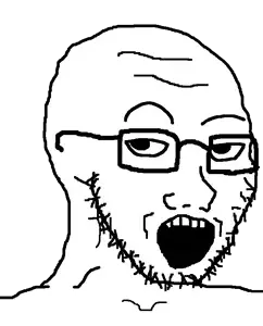 38125 - soybooru.com - glasses monochrome open_mouth soyak soyjak stubble teeth template transparent_background.png