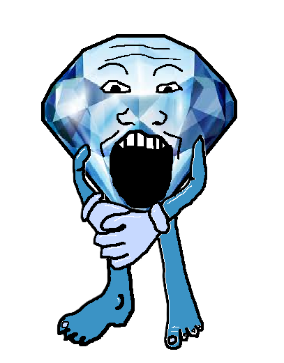 markiplier soyjak, 1soyjak, bald, black eyes, blue skin, front view, full body, gem, looking at you, mineral rating system