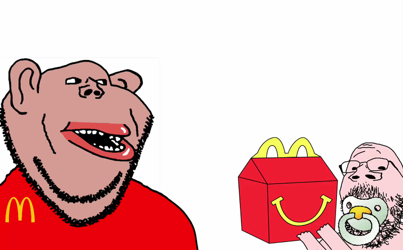 Hungry amerimutt steals a happy meal from caca