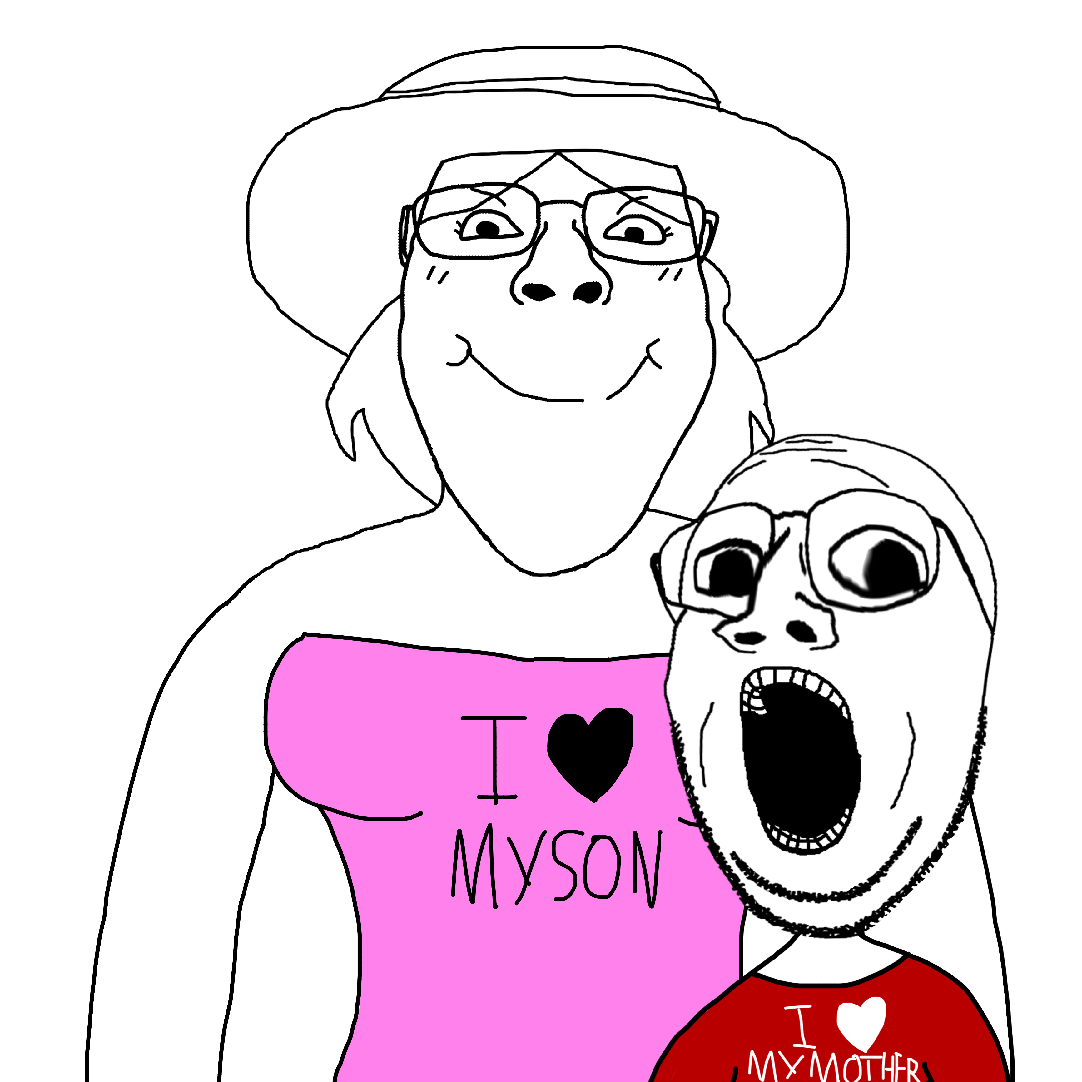bernd, gapejak, bridget, emmanuel, female gapejak, wholesome soyjak, femjak, 2soyjaks, arm, blush