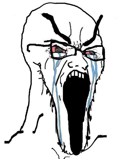 soyak, angry, bald, bloodshot eyes, crying, distorted, eyebrows, glasses, open mouth, soyboy