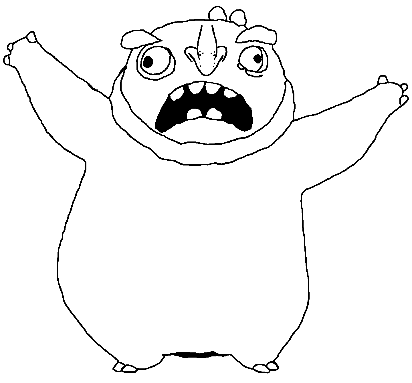 leonardjak, disgusting zonkycreature, animal, buck teeth, fat, hands, hands up, obese, open mouth, pig