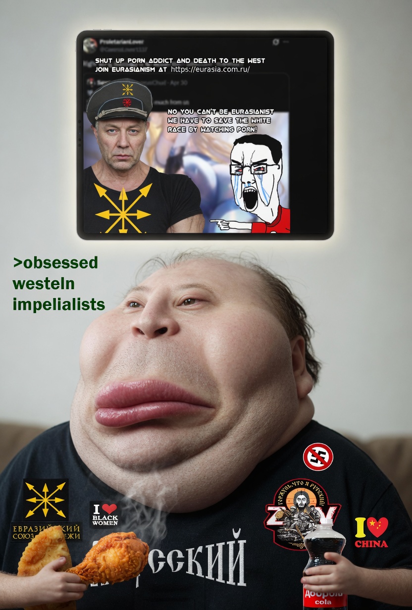 chudjak, meximutt, chinkmutt, chudjak front, muscular chud, 3soyjaks, angry, anti nazi, bald, big lips