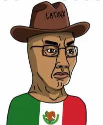 chudjak, angry, brown skin, closed mouth, clothes, gender-neutral language, glasses, hat, latino, mexico