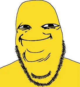 cobson, closed mouth, soyjak, stubble, yellow, yellow skin, yoba face