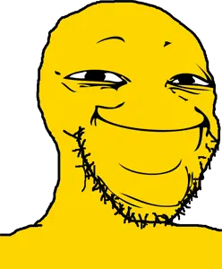soyak, closed mouth, smile, soyjak, stubble, yellow, yellow skin, yoba face