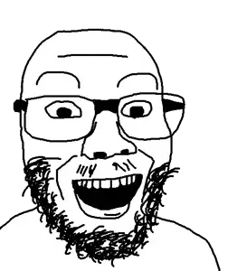 unknown, zoinkjak, 1soyjak, bald, beard, black eyes, front view, looking at you, open eyes, open mouth