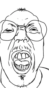 unknown, anthony fantano, balding, glasses, lips, mustache, open mouth, soyjak, stubble