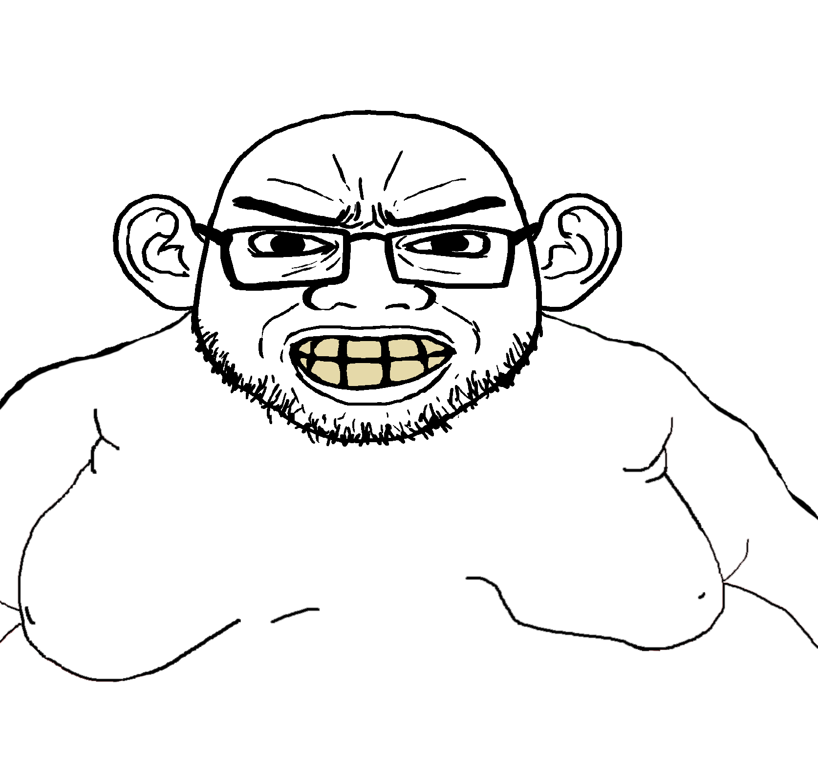 brandon, grump, branigger, 1soyjak, aliased, angry, bald, ear, fat, front view