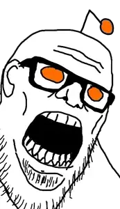 stu, antenna, ear, fat, glasses, no pupils, open mouth, orange eyes, reddit, soyjak