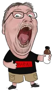 gapejak, art, bernd schmidt, bottle, cargo shorts, clothes, drawing, drink, full body, glasses