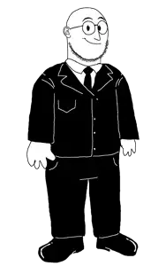 weirdpenis, arm, bald, clothes, ear, full body, glasses, hands, leg, looking at you
