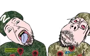 gapejak, scholar, 2soyjaks, blood, bloodshot eyes, camouflage, clothes, cyrillic text, distorted, emr pattern