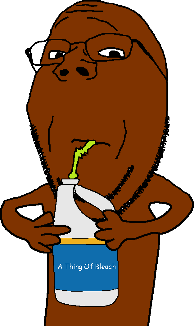 gapejak, wholesome soyjak, a thing of bleach, animated, bleach, brown skin, color changing skin, container, drinking, drinking straw