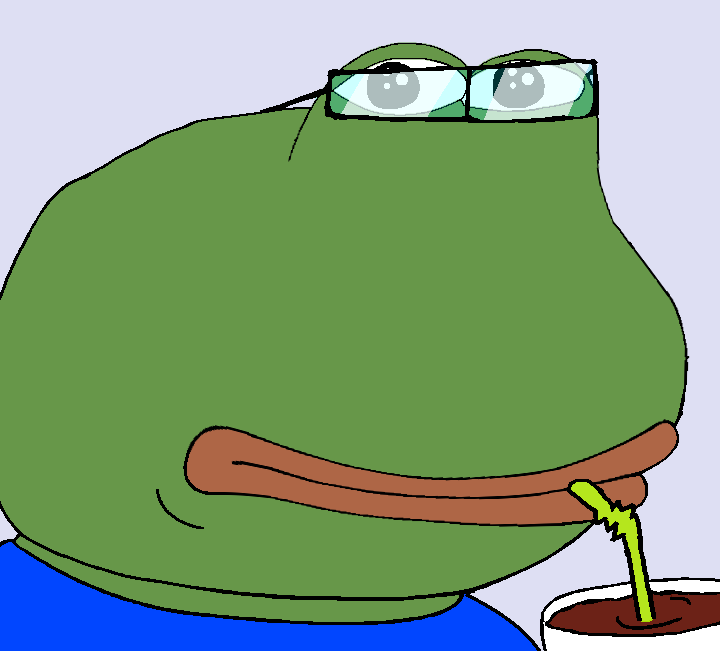 pepe, aliased, background, big lips, black glasses, blue, blue shirt, blue tint, coffee, cup