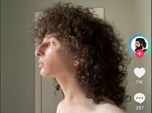 yes chad, brown hair, chad, hair, irl background, long hair, looking to the left, no beard, tiktok, white skin
