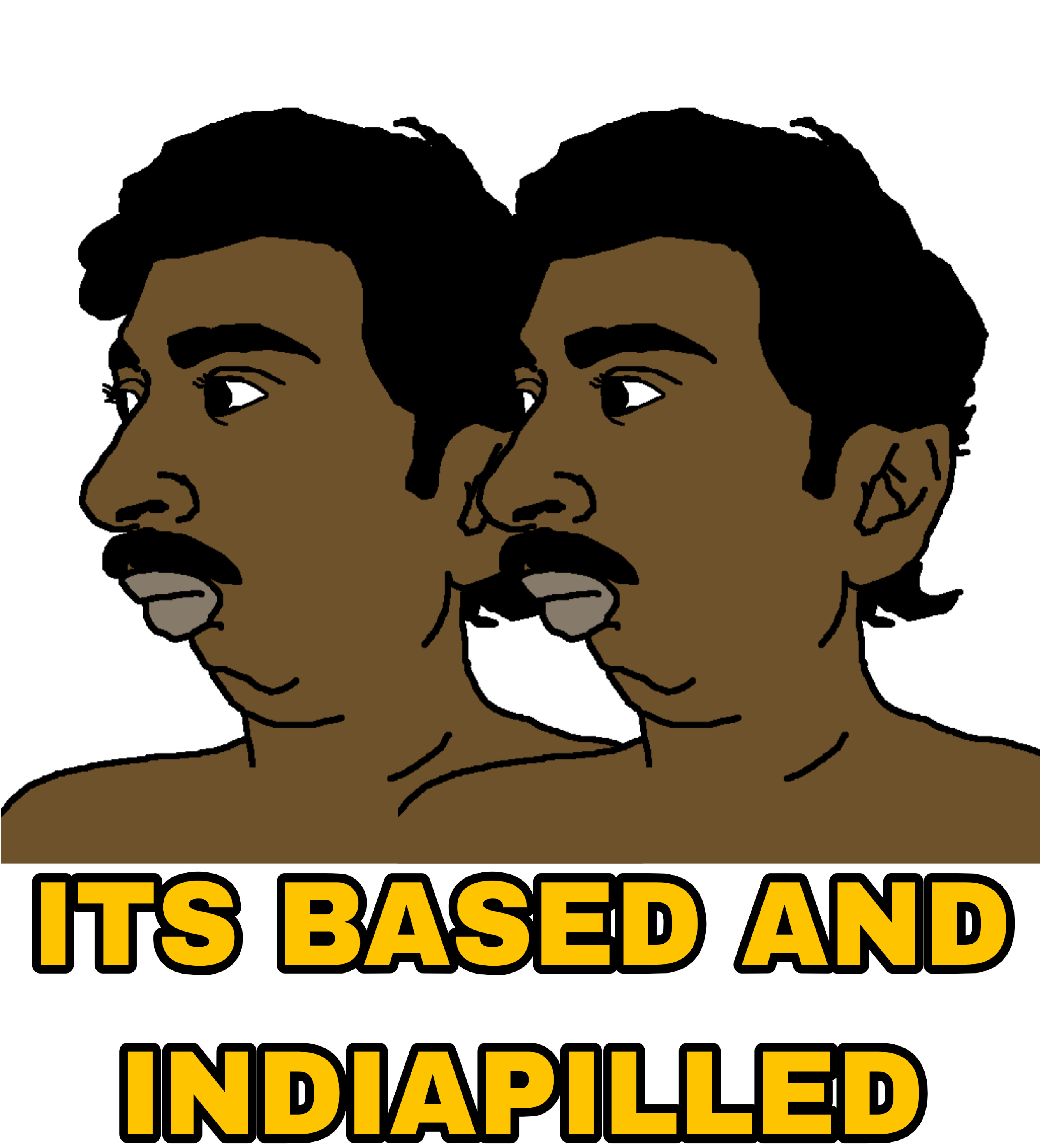 pajeetjak, it's based and christpilled, 2soyjaks, brown skin, ear, english text, hair, india, indian, lips