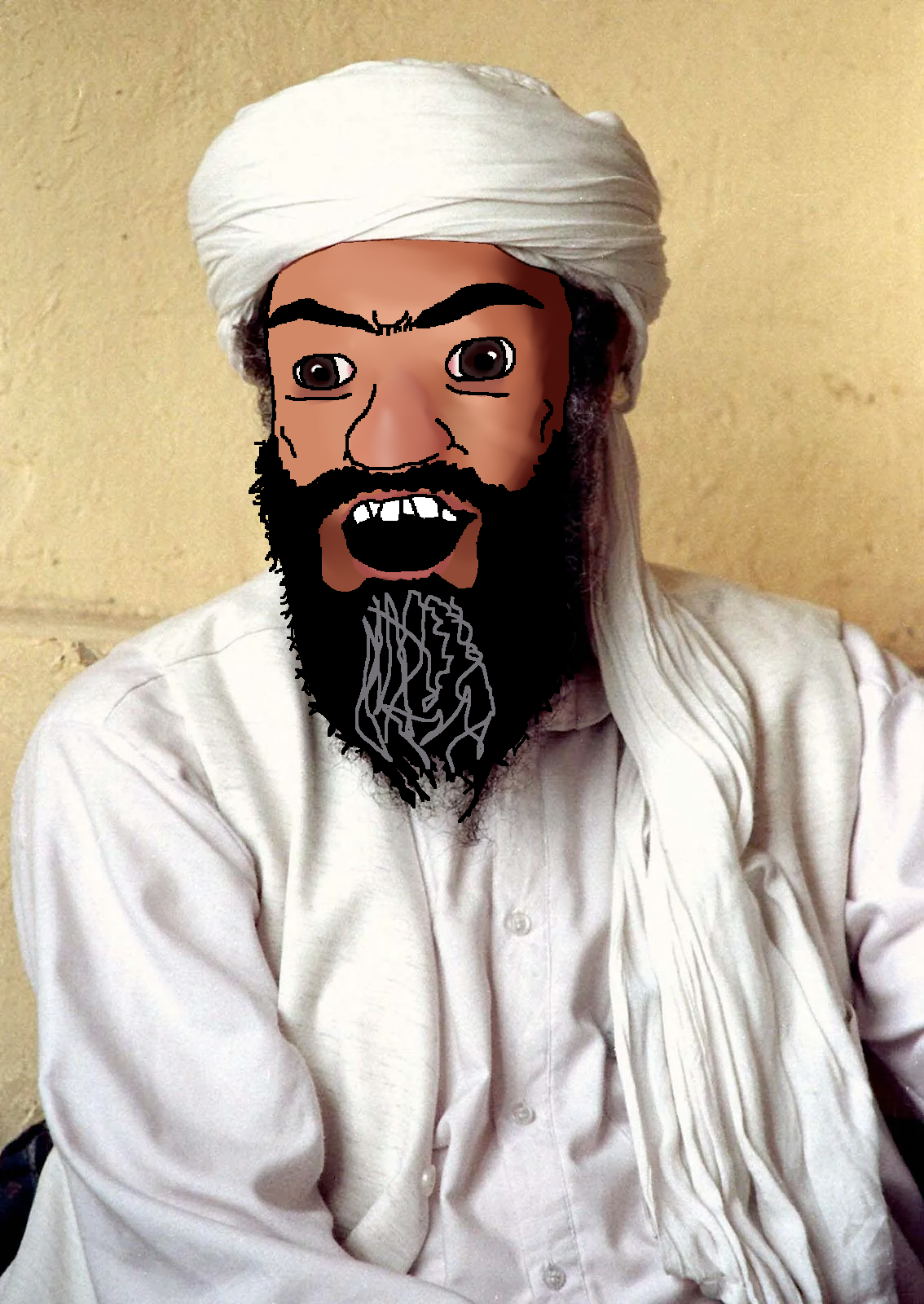 feraljak, tetojak, 1soyjak, beard, black hair, brown eyes, brown skin, clothes, crooked teeth, front view