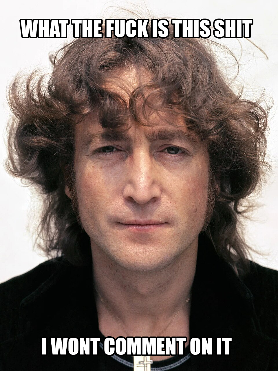 lennonjak, irl soyjaks, 1soyjak, brown hair, closed mouth, hair, irl background, john lennon, long hair, looking at you