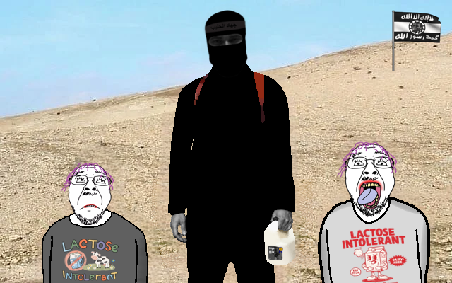 gigachad, bernd, gigamilk, 2soyjaks, animal, arabic text, beard, blue tongue, buff, clothes