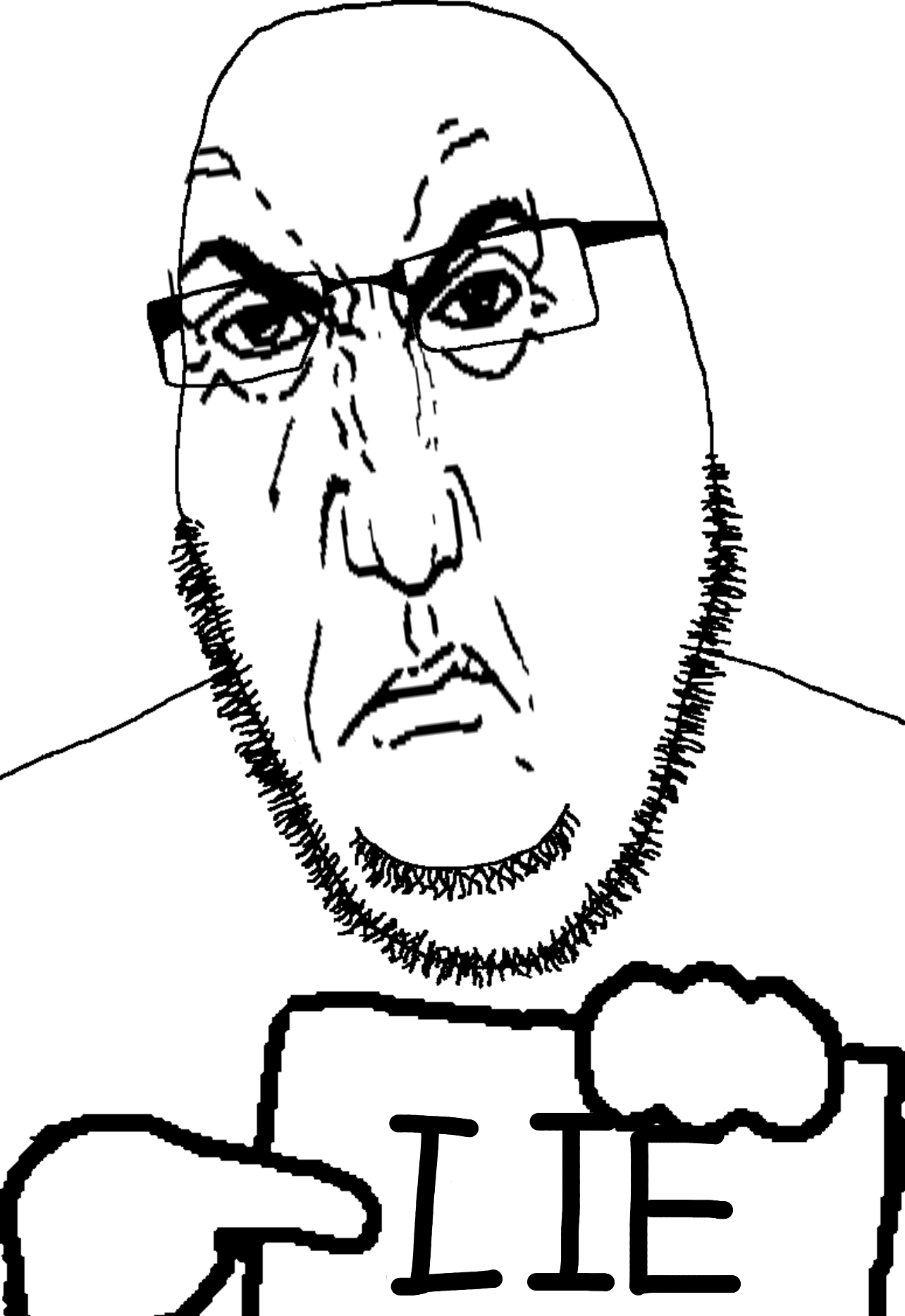 cobson, punisher face, angry, bald, eyebrows, fact, fact sign, glasses, hands, holding object