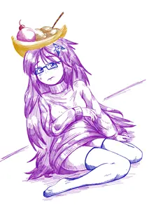 sleep chvd, femquote, arch linux, banana, banana split ice cream, food, fruit, glasses, hair, ice cream