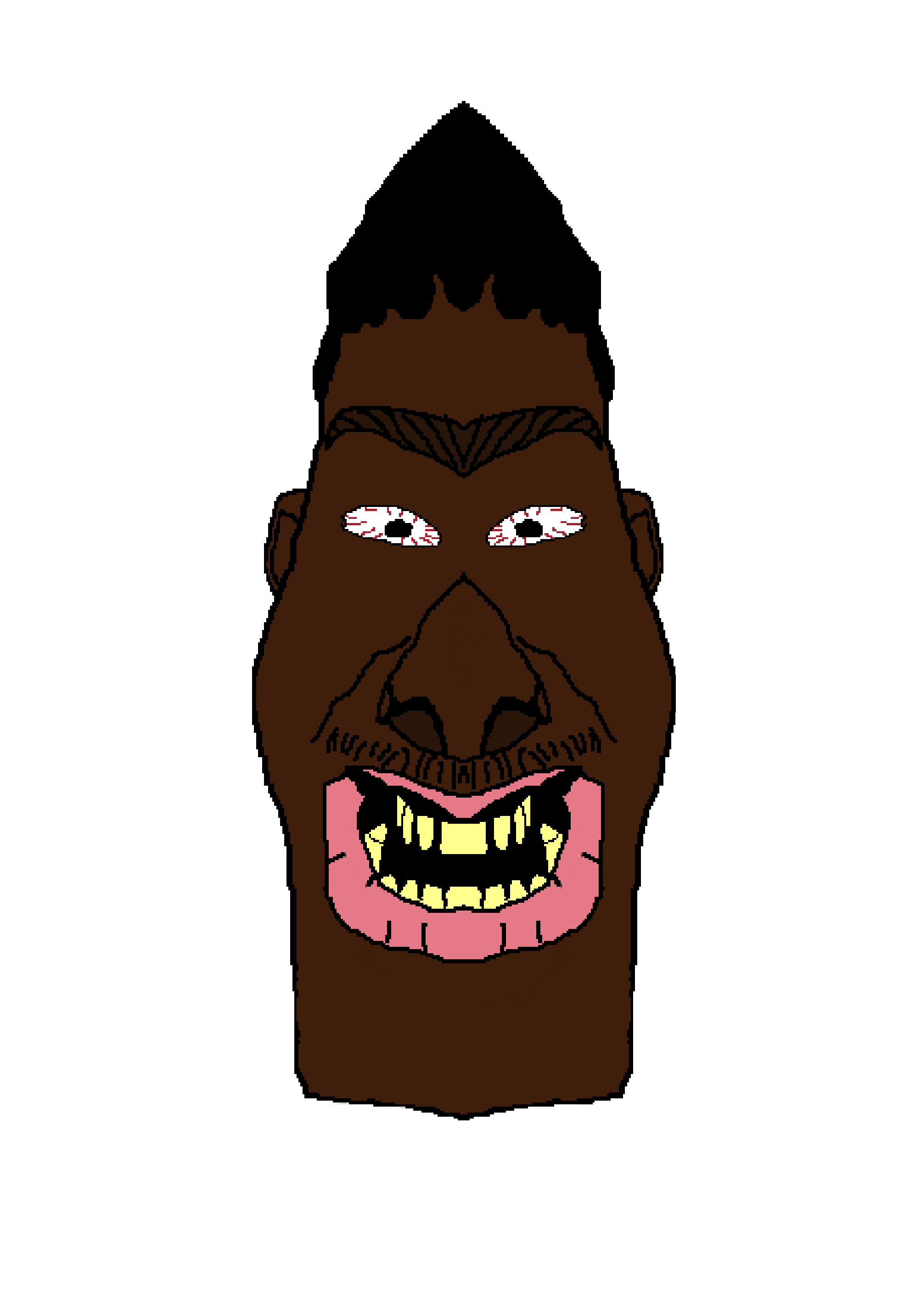 smelly personrix, big lips, black eyes, black hair, brown skin, front view, hair, happy, head, india