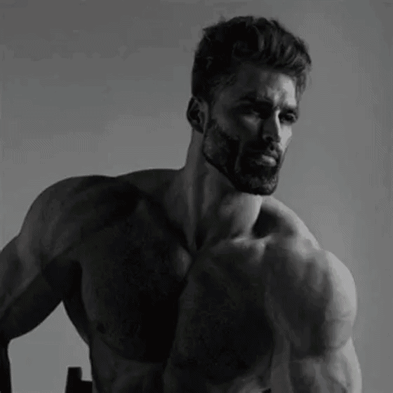 gigachad, ai voice, animated, buff, die hard, gray skin, holding object, holding sign, i hate, i hate niggers