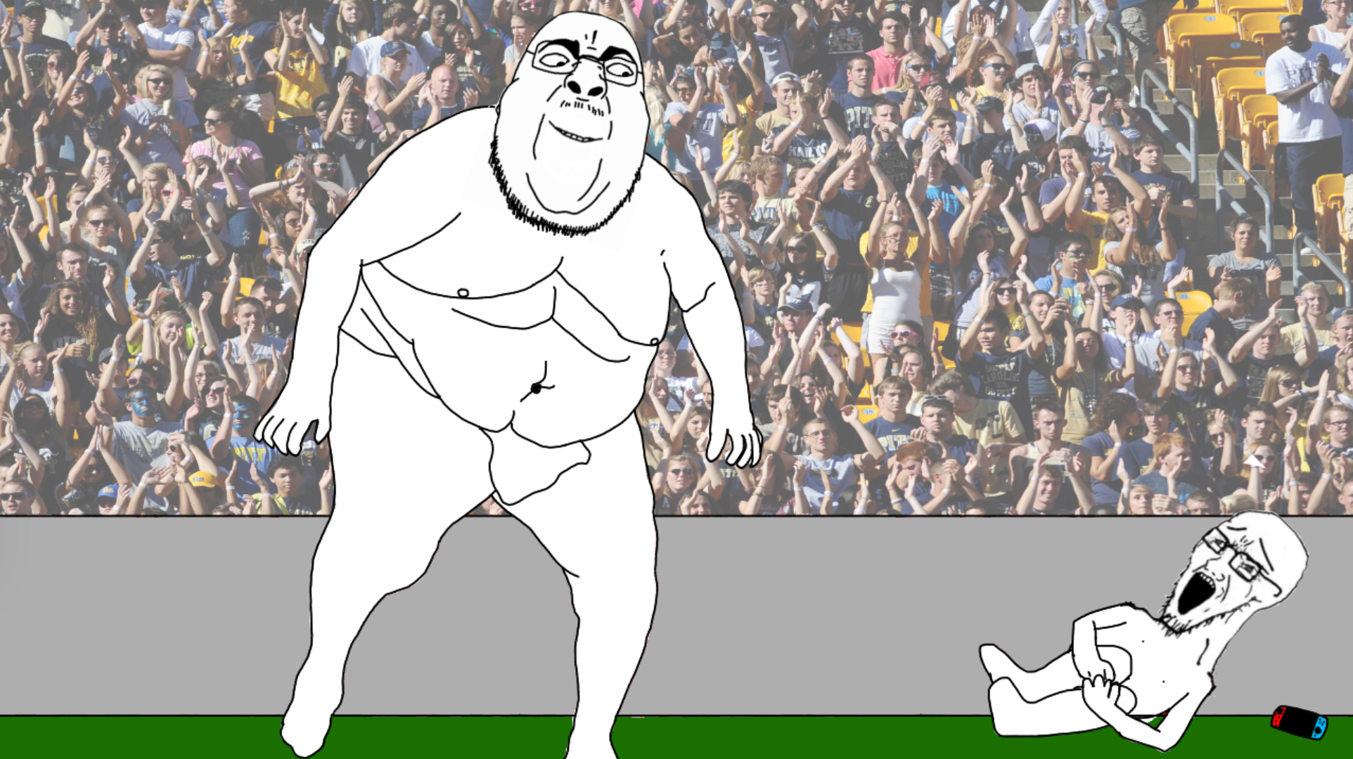 chugsjak, soyak, 2soyjaks, angry, battle, crowd, fat, fetal position, fight, glasses