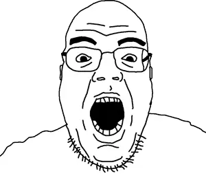 gemry, 1soyjak, bald, fat, front view, glasses, looking at you, open eyes, open mouth, portrait