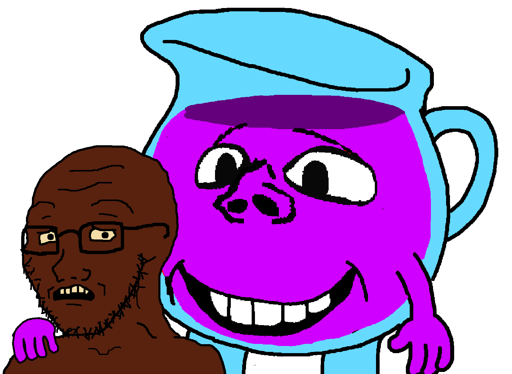 impish soyak ears, soyak, grinning impish, soyak (concerned), arm, black skin, drink, food, fruit, full body