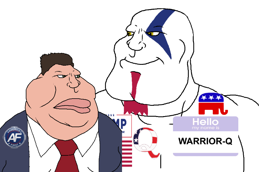 meximutt, mexiaryan, keep raging on them, america first, badge, closed mouth, clothes, effortson, fat, green eyes
