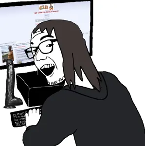 boymoder, zoomer on computer, /lgbt/, arm, bbc, boymoder, brown hair, clothes, computer, dildo