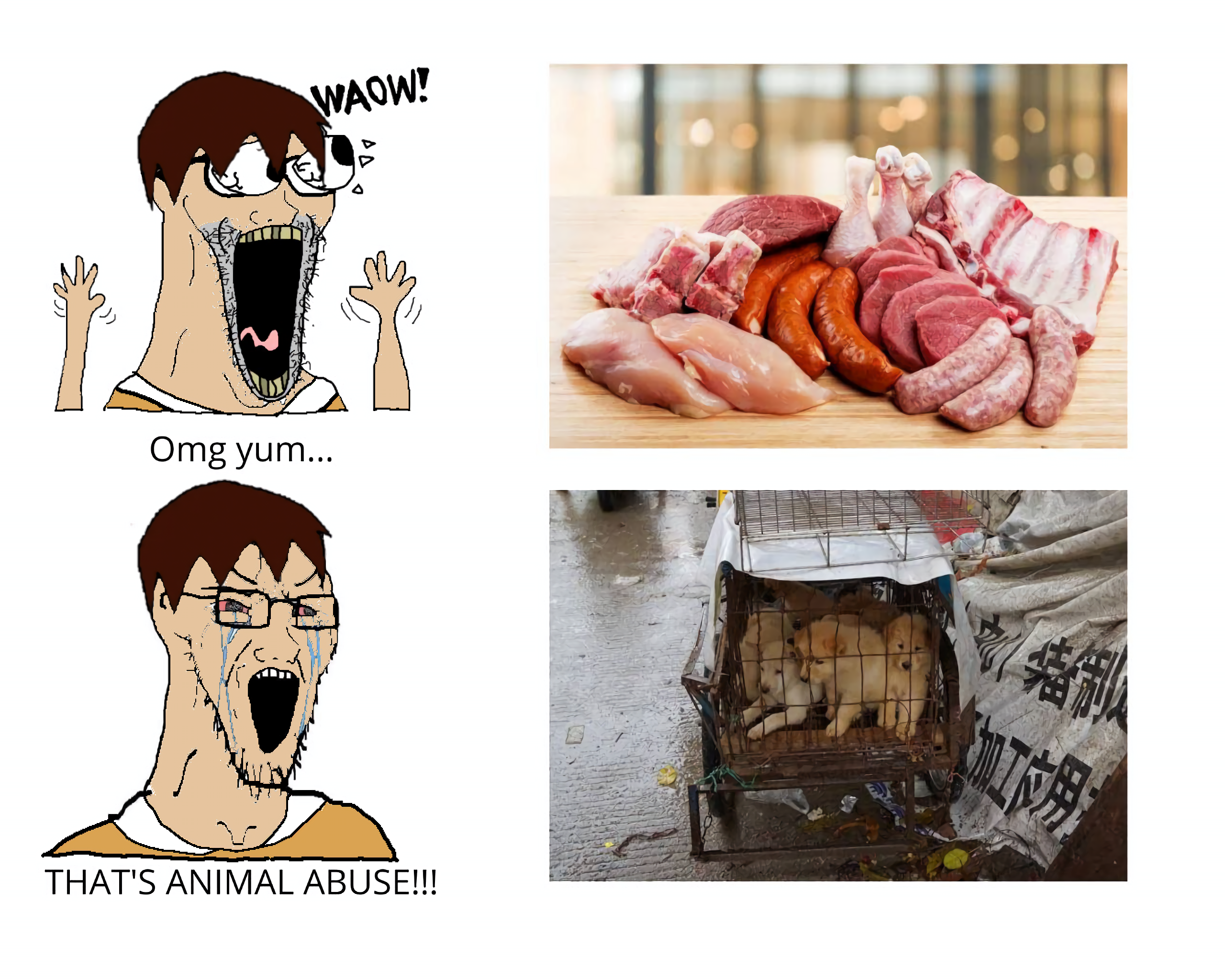 fruitjeet, excited soyjak, soyak, wewjak, heartatjak, 2soyjaks, angry, animal, animal abuse, bowl cut
