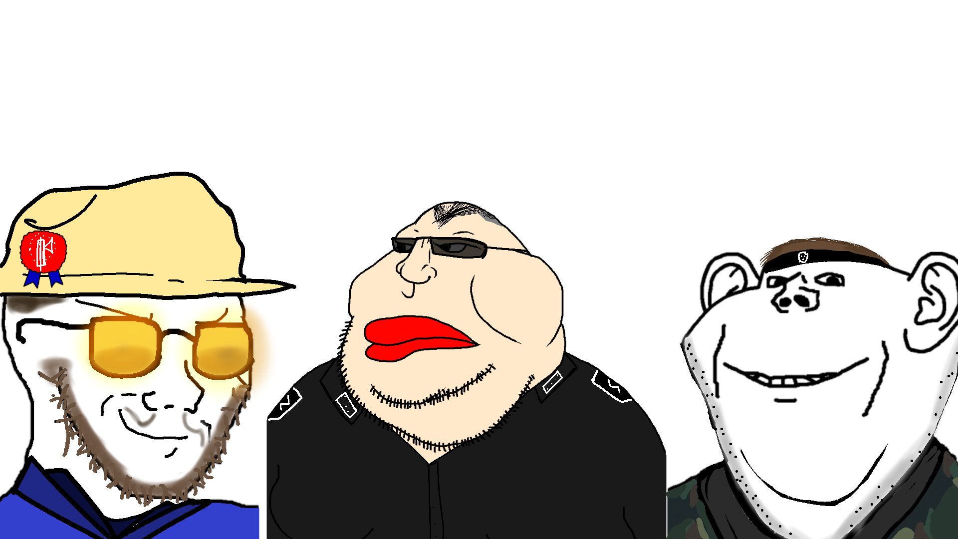 impish soyak ears, meximutt, soyak, soyak (smug), 3soyjaks, angry, atomwaffen division, award, big lips, black hair