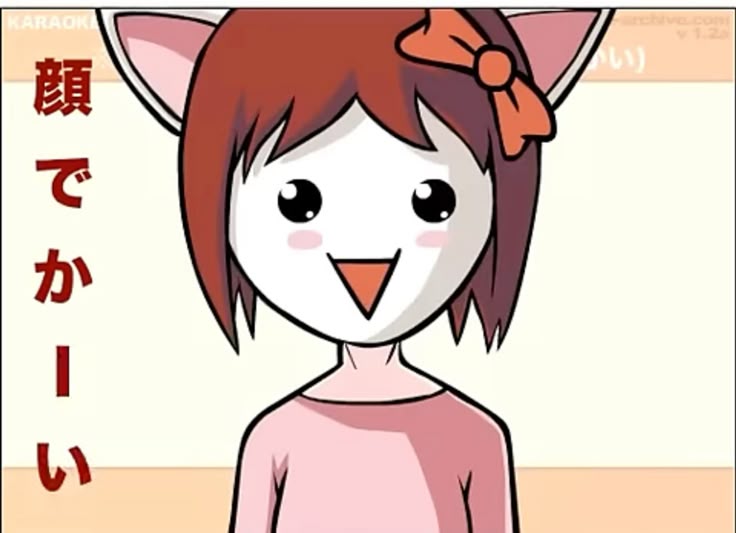 moot-tan, animal, blush, bowtie, brown hair, cat, cat ears, catgirl, drawn background, ear