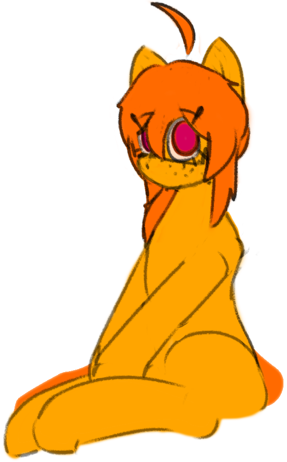 cocoschoppenboer, ahoge, animal, closed mouth, eyelashes, freckles, front view, full body, hair, hairclip