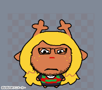 noelle holiday, markiplier soyjak, uglyfuckingthing, neutralplier, 1soyjak, animal ears, animated, antler, antlers, blonde hair