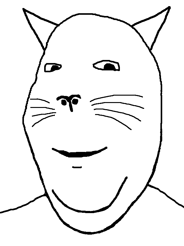 gapejak, wholesome meowjak, wholesome soyjak, animaljaks, 1soyjak, animal, bald, cat, cat ears, ear