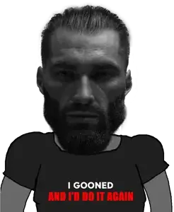215141 - soybooru.com - black_shirt broad_shoulders closed_mouth clothes coomer english_text ginger glasses gooner happy markiplier_soyjak proud red_text science_lover smile soyjak stubble tears teeth text transparent_bac.png