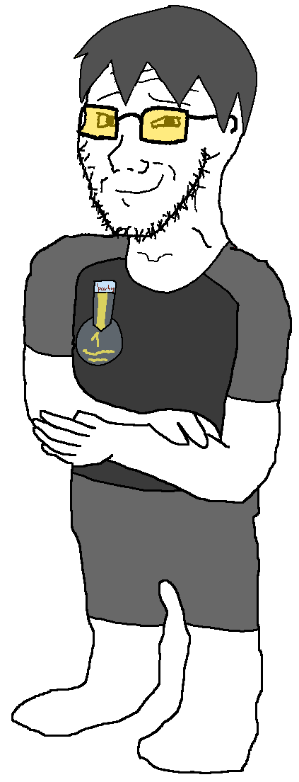 nate higgers, soyak, natejak, administ soyjaks, 1soyjak, closed mouth, front view, full body, glasses, gray hair