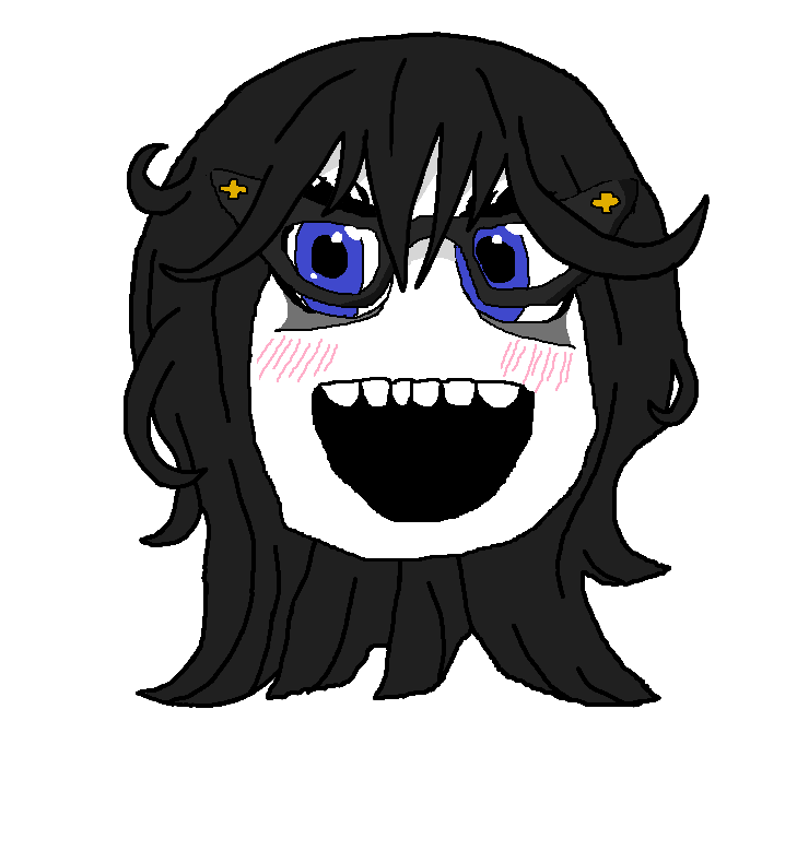 soytan, wolf cut soytan, 1soyjak, blue eyes, blush, cut, female, fixed, front view, glasses