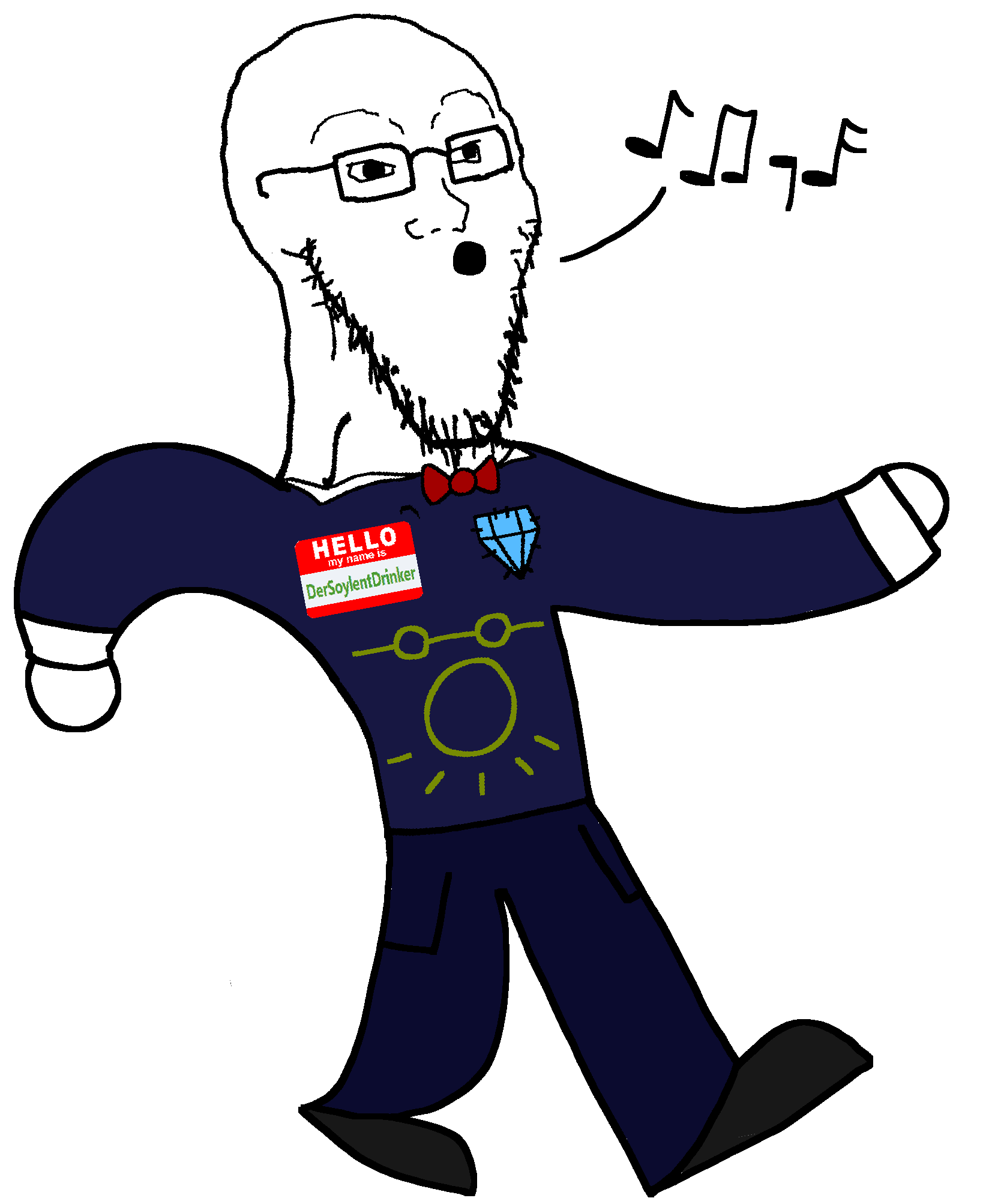 soyak, unknown, 1soyjak, bald, blue pants, bowtie, clothes, eyebrows, gem, glasses